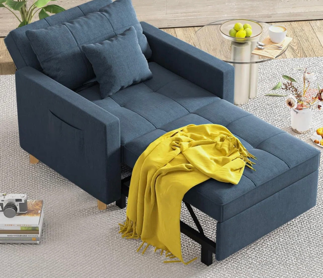 Comfortable 1 Seater Foldout Upholstered Sofa Bed